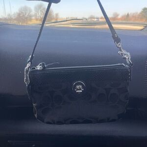 Coach Black Signature Wristlet Clutch